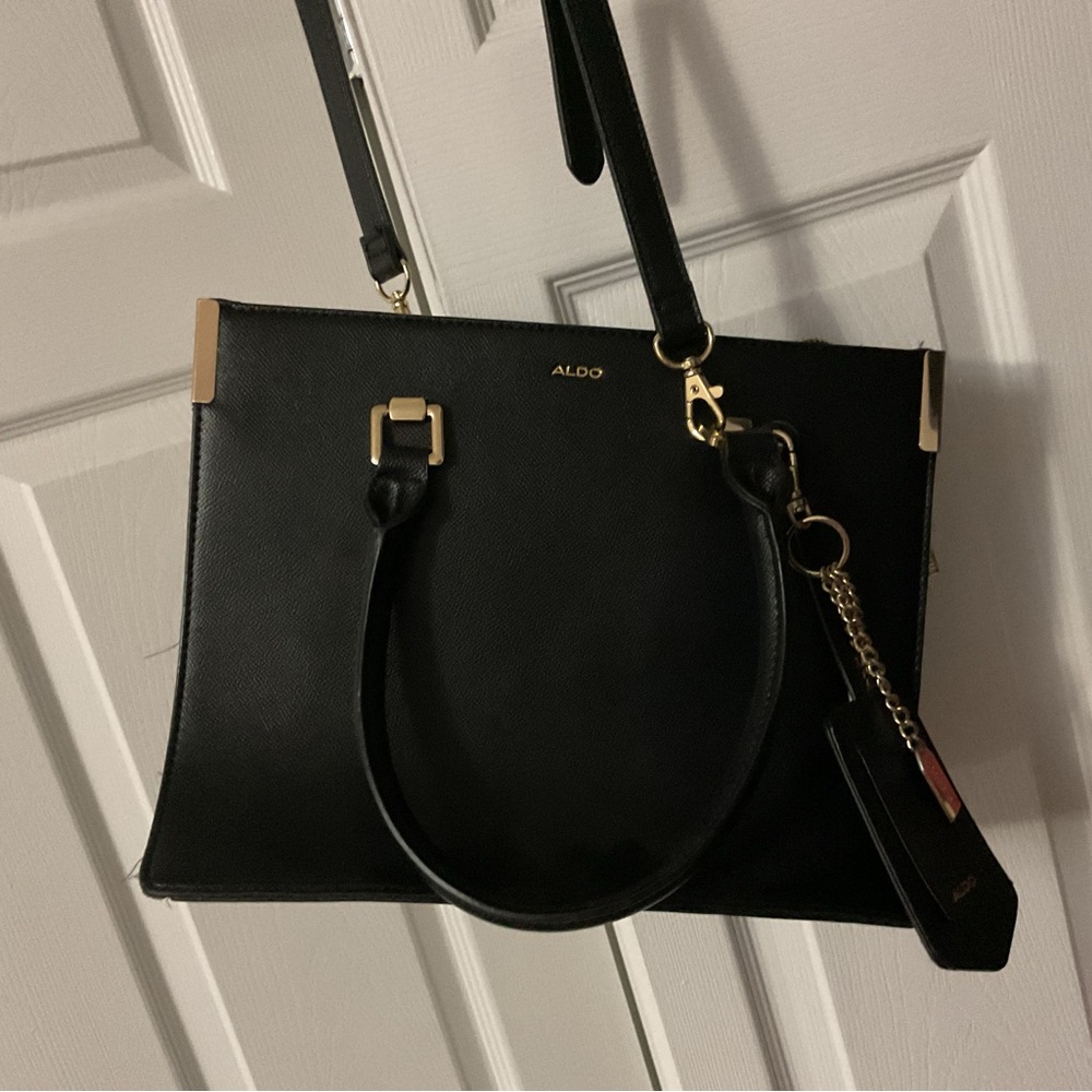 Aldo Elegant Black Tote with Gold Details